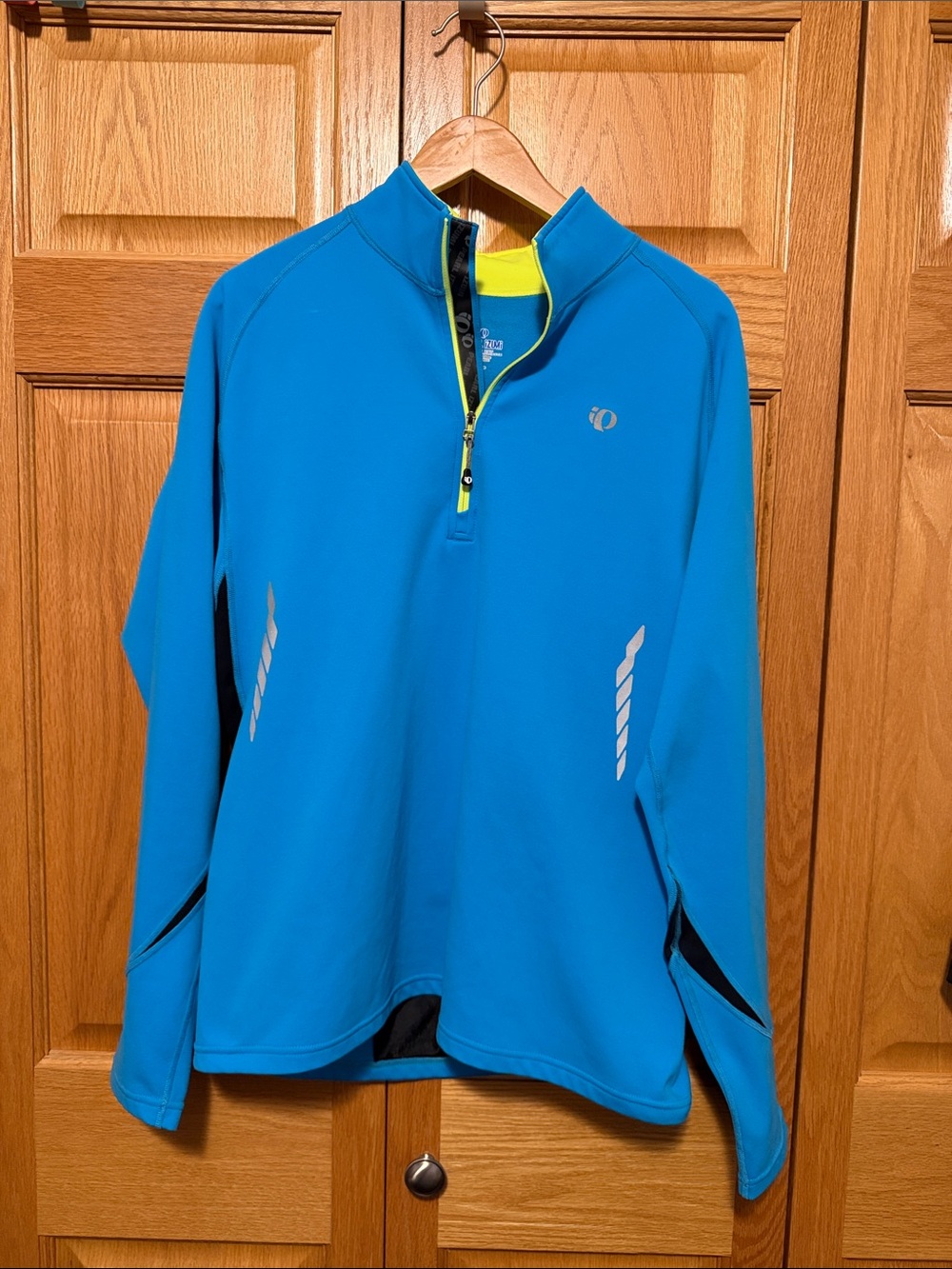 Pearl Izumi Men's Bright Blue Quarter-Zip Performance Jacket with Yellow Trim